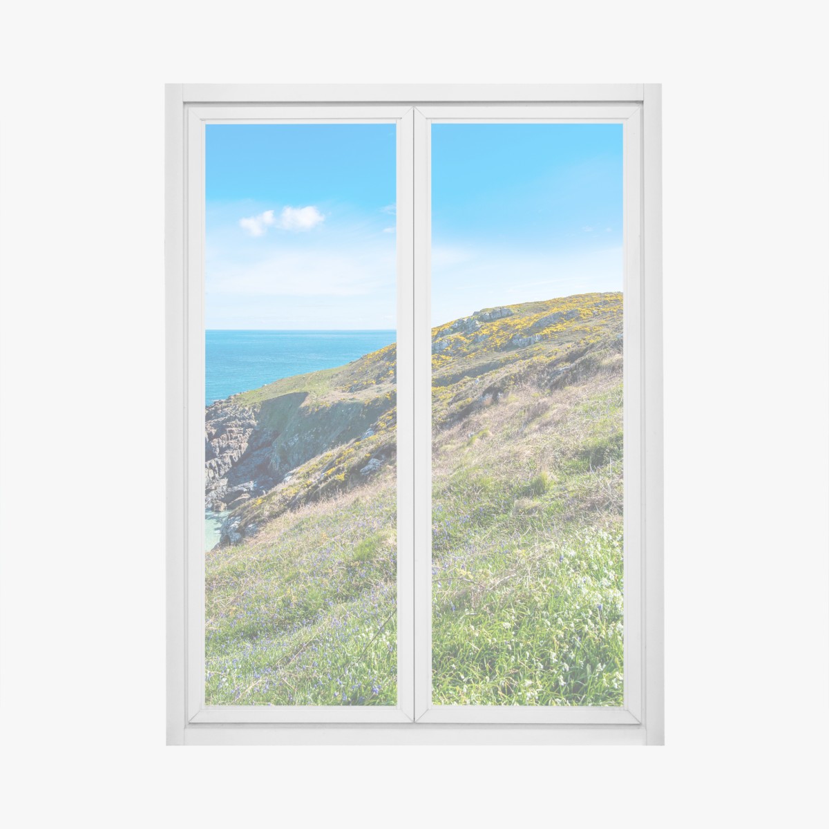 Window decal coastal footpath toward Hor Point, St Ives
