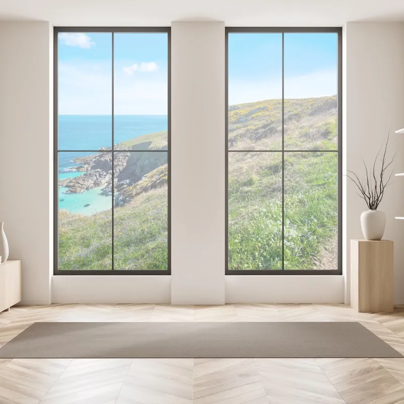 Naklejka na okno japoński niebieski wzór seigaiha – Wallissimo®