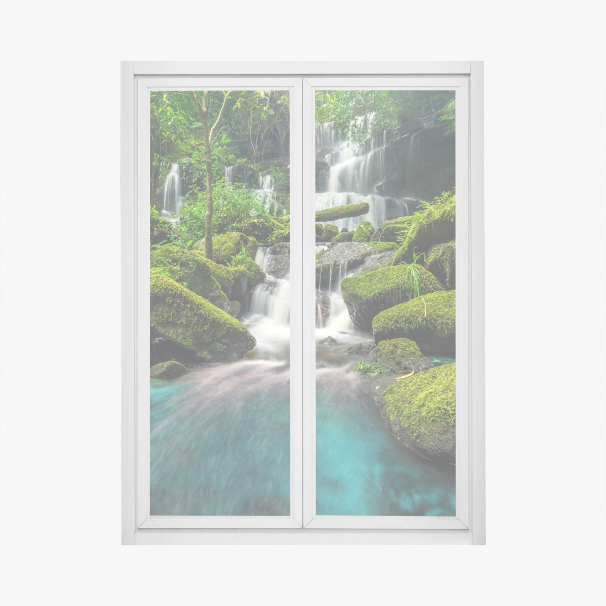 Window decal serene waterfall at Phu Tub Berk, Thailand
