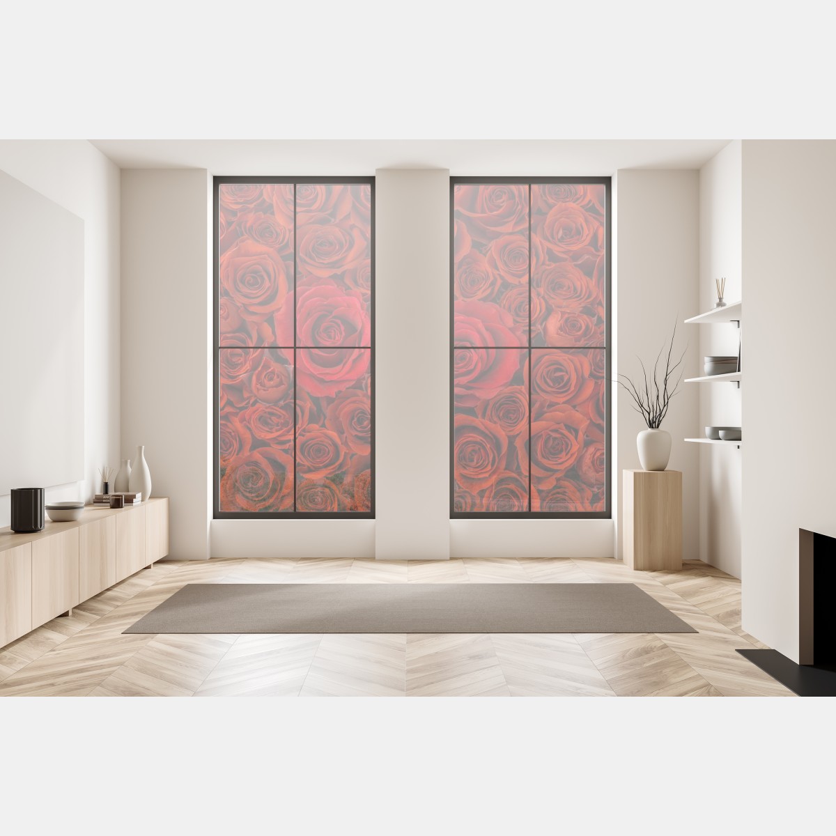 Naklejka na okno bukiet czerwonych róż w zbliżeniu – Wallissimo® Naklejka na okno bukiet czerwonych róż w zbliżeniu – Wallissimo®