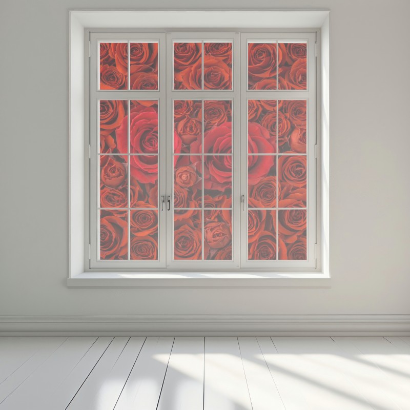 Naklejka na okno bukiet czerwonych róż w zbliżeniu – Wallissimo® Naklejka na okno bukiet czerwonych róż w zbliżeniu – Wallissimo®