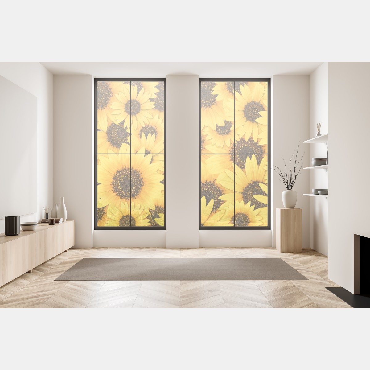 Naklejka na okno złote słoneczniki – Wallissimo® Naklejka na okno złote słoneczniki – Wallissimo®