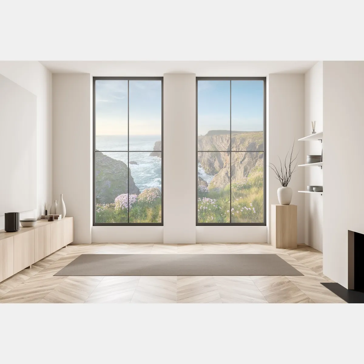 Naklejka na okno klify wybrzeża o złotej godzinie – Wallissimo® Naklejka na okno klify wybrzeża o złotej godzinie – Wallissimo®