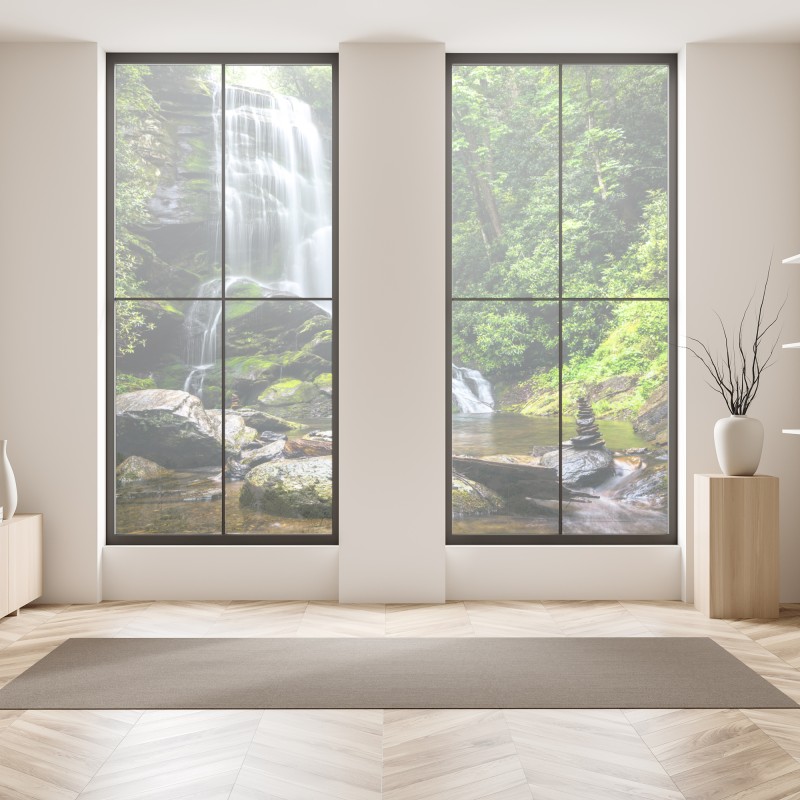 Naklejka na okno delikatny turkusowy wzór botaniczny – Wallissimo®