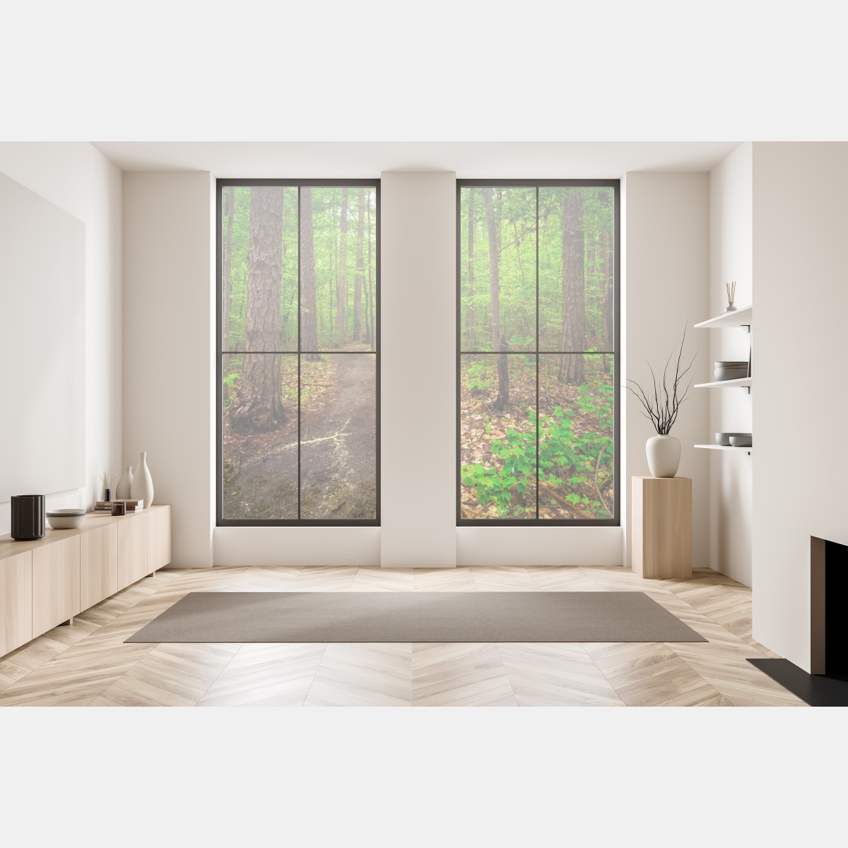 Naklejka na okno spokojna zielona ścieżka leśna – Wallissimo® Naklejka na okno spokojna zielona ścieżka leśna – Wallissimo®