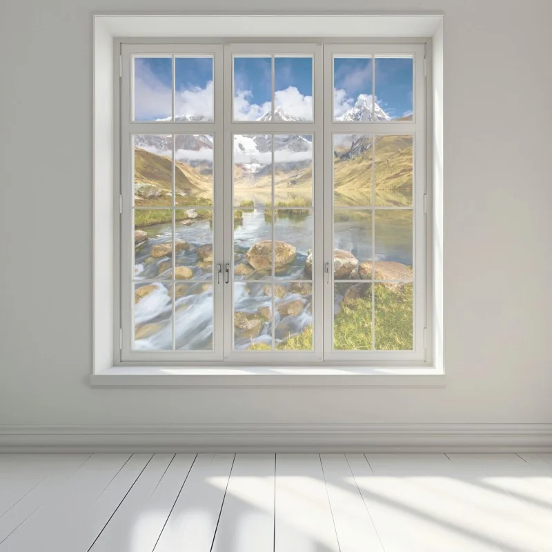 Naklejka na okno majestatyczne alpejskie jezioro – Wallissimo® Naklejka na okno majestatyczne alpejskie jezioro – Wallissimo®
