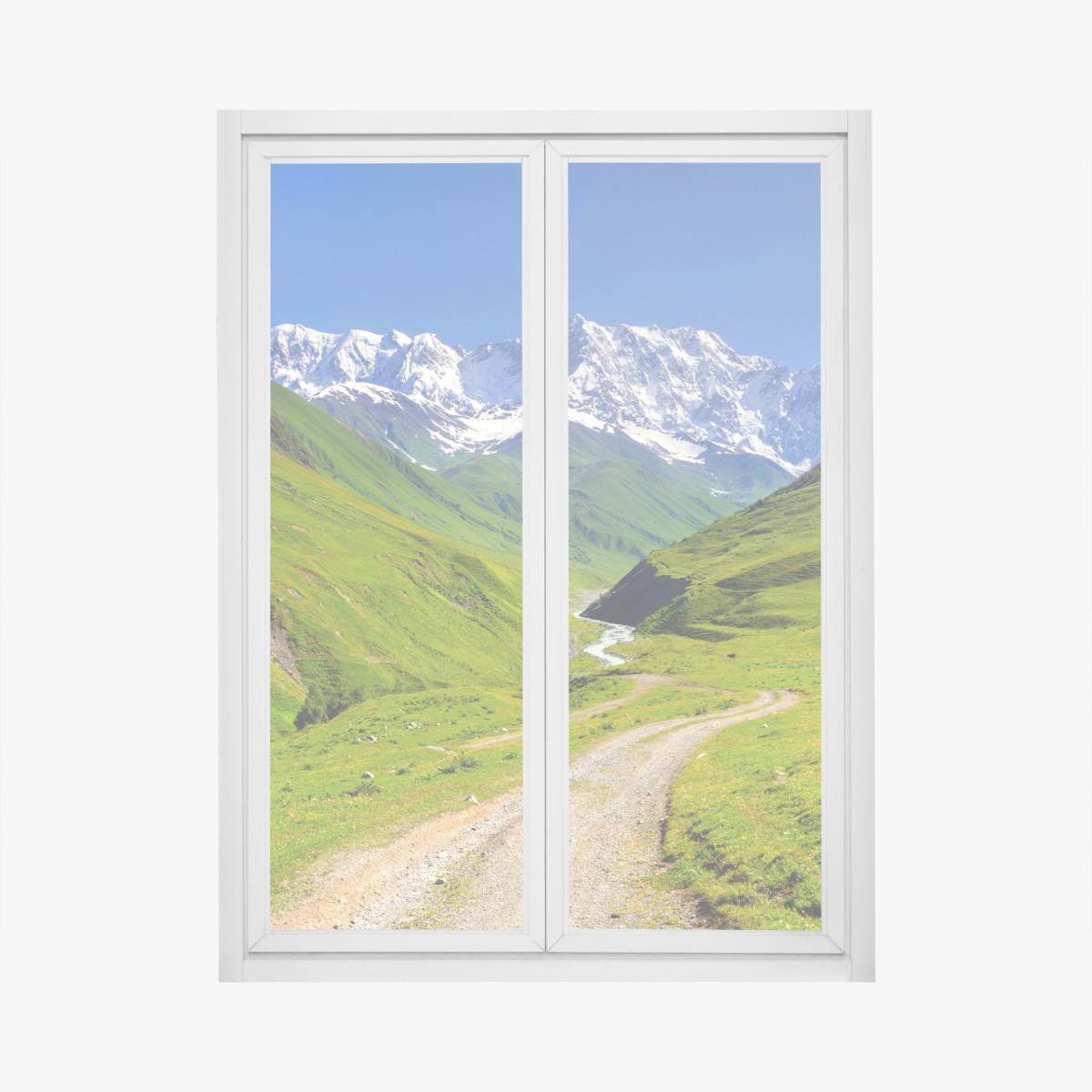 Window decal majestic view of Shkhara from Ushguli