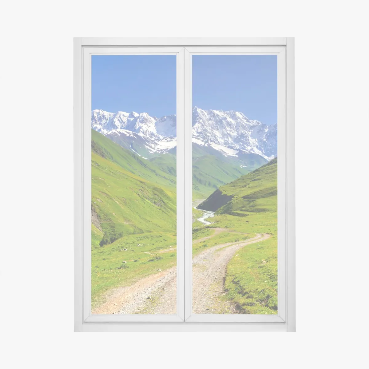 Naklejka na okno majestatyczny widok na Shkhara z Ushguli – Wallissimo® Naklejka na okno majestatyczny widok na Shkhara z Ushguli – Wallissimo®