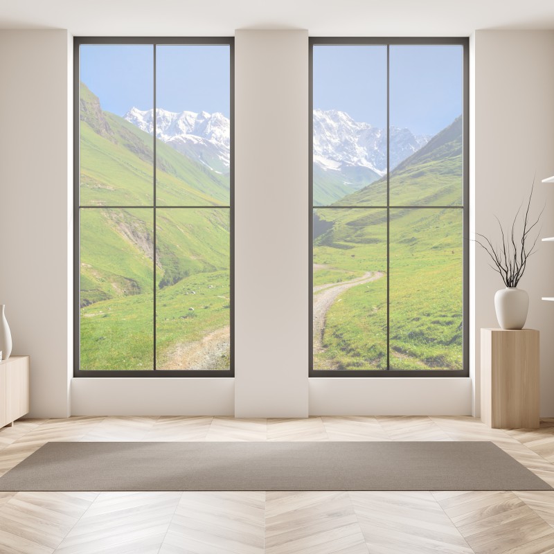 Naklejka na okno złote liście monstery na ciemnym tle – Wallissimo®