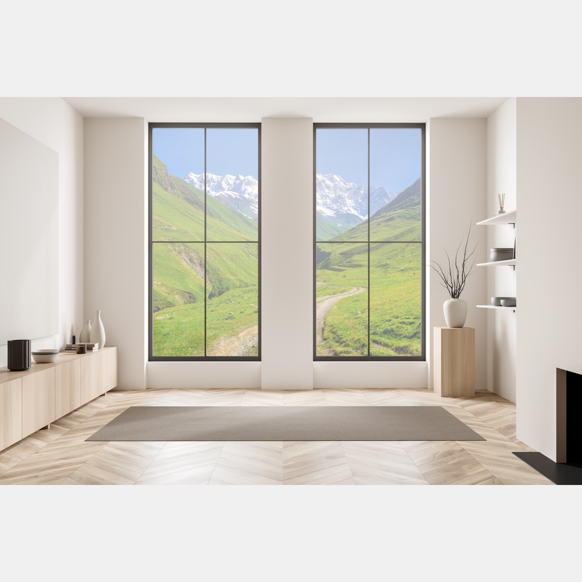 Naklejka na okno majestatyczny widok na Shkhara z Ushguli – Wallissimo® Naklejka na okno majestatyczny widok na Shkhara z Ushguli – Wallissimo®