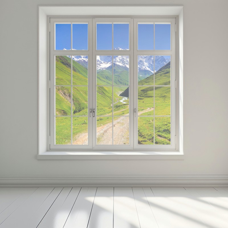 Naklejka na okno majestatyczny widok na Shkhara z Ushguli – Wallissimo® Naklejka na okno majestatyczny widok na Shkhara z Ushguli – Wallissimo®