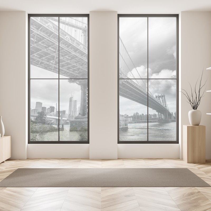 Naklejka na okno złote liście monstery na ciemnym tle – Wallissimo®