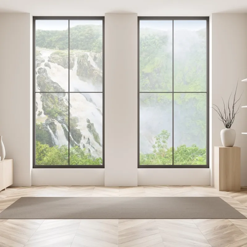 Naklejka na okno złote liście monstery na ciemnym tle – Wallissimo®