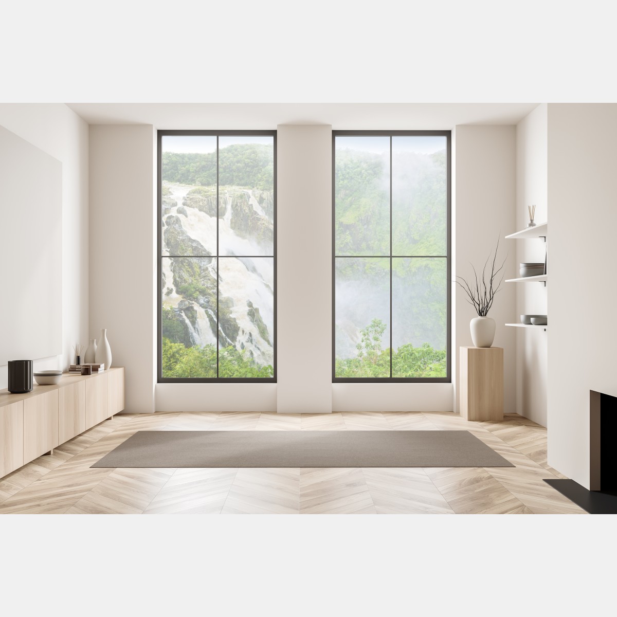 Naklejka na okno wodospad Barron Falls w tropikalnym lesie – Wallissimo® Naklejka na okno wodospad Barron Falls w tropikalnym lesie – Wallissimo®