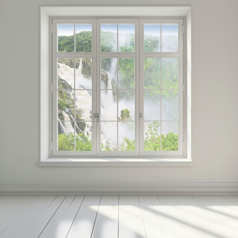 Naklejka na okno wodospad Barron Falls w tropikalnym lesie – Wallissimo® Naklejka na okno wodospad Barron Falls w tropikalnym lesie – Wallissimo®