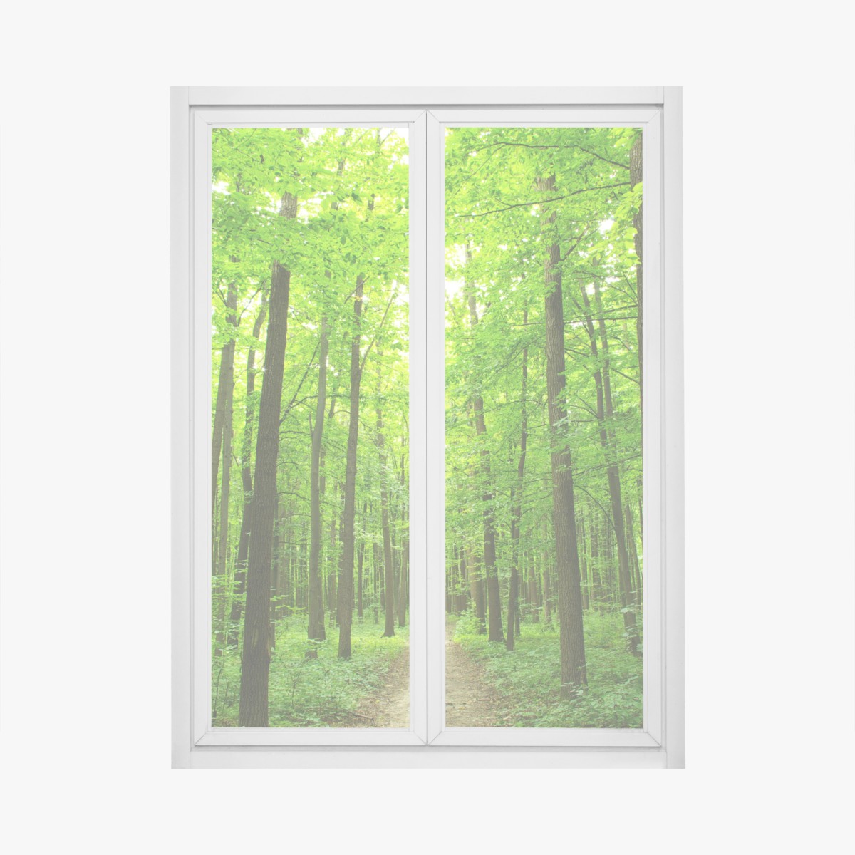 Window decal tranquil forest pathway