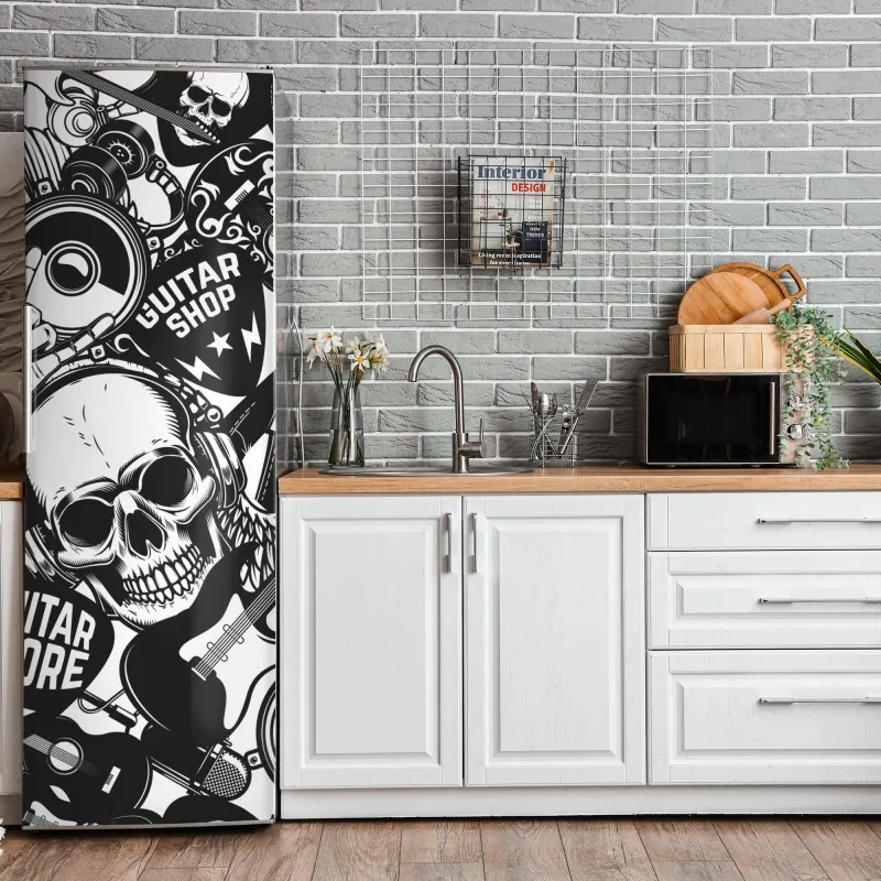 Naklejka na lodówkę geometryczny wzór labiryntu w beżu i czerni – Wallissimo®