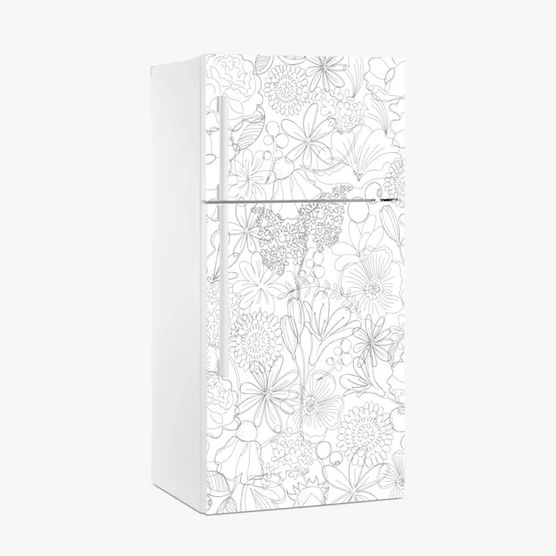 Naklejka na lodówkę tropikalny botaniczny wzór kwiatowy – Wallissimo®