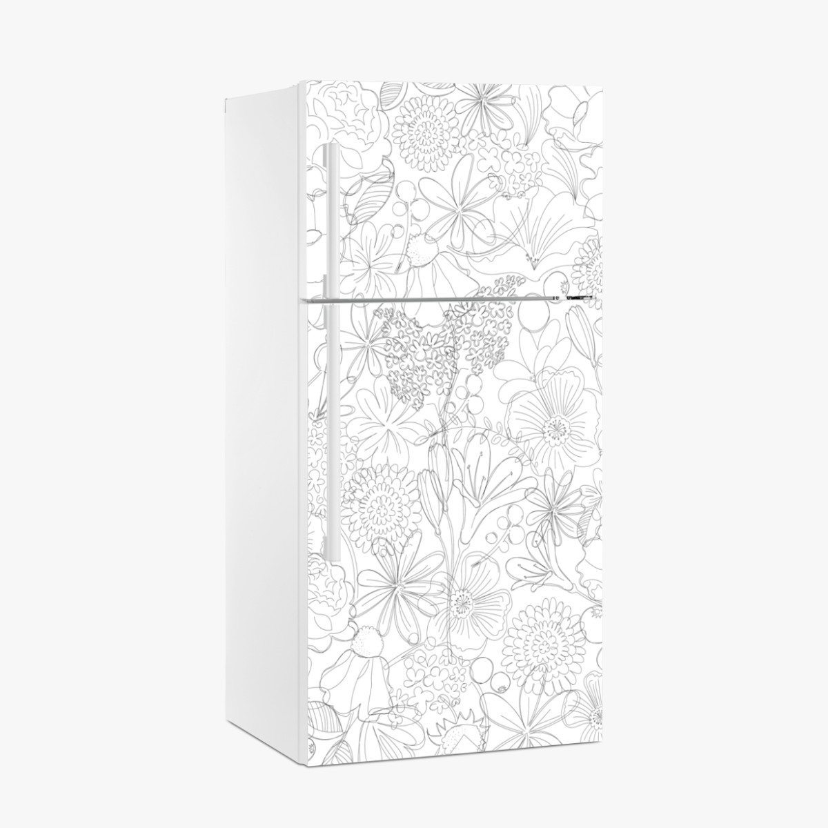 Fridge sticker delicate hand-drawn floral line pattern