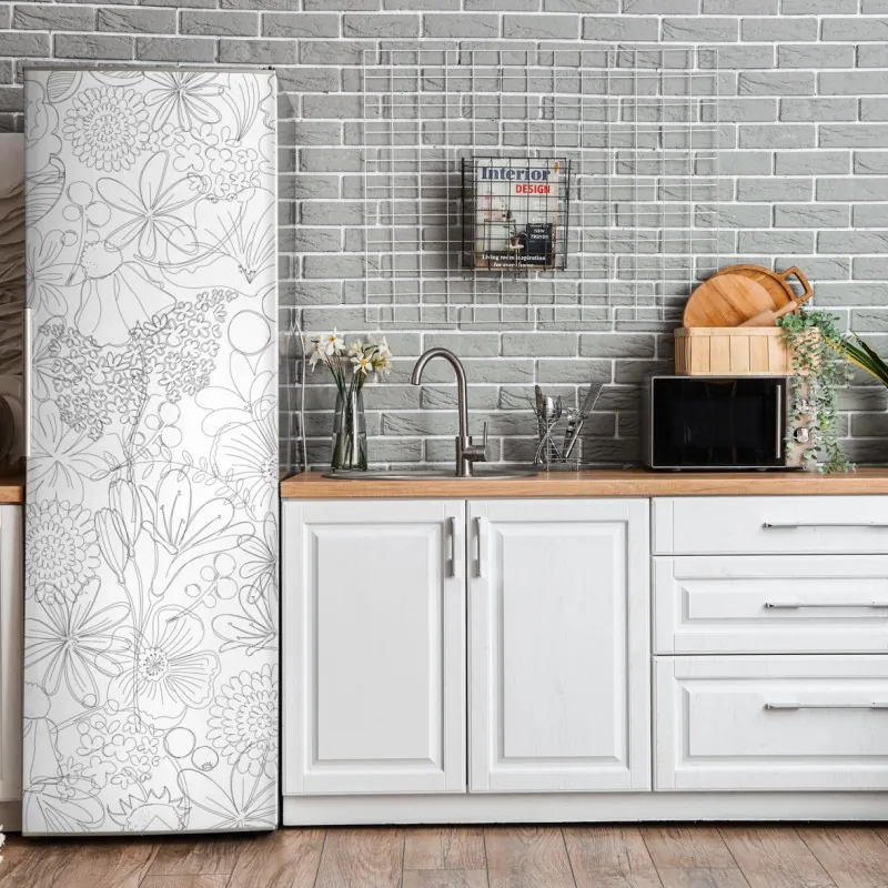 Naklejka na lodówkę tropikalny botaniczny wzór kwiatowy – Wallissimo®