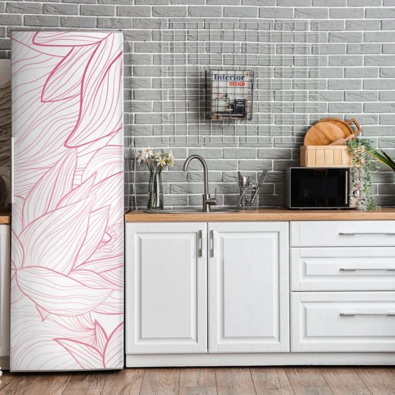 Naklejka na lodówkę beżowa tekstura marmuru z białymi żyłami – Wallissimo®