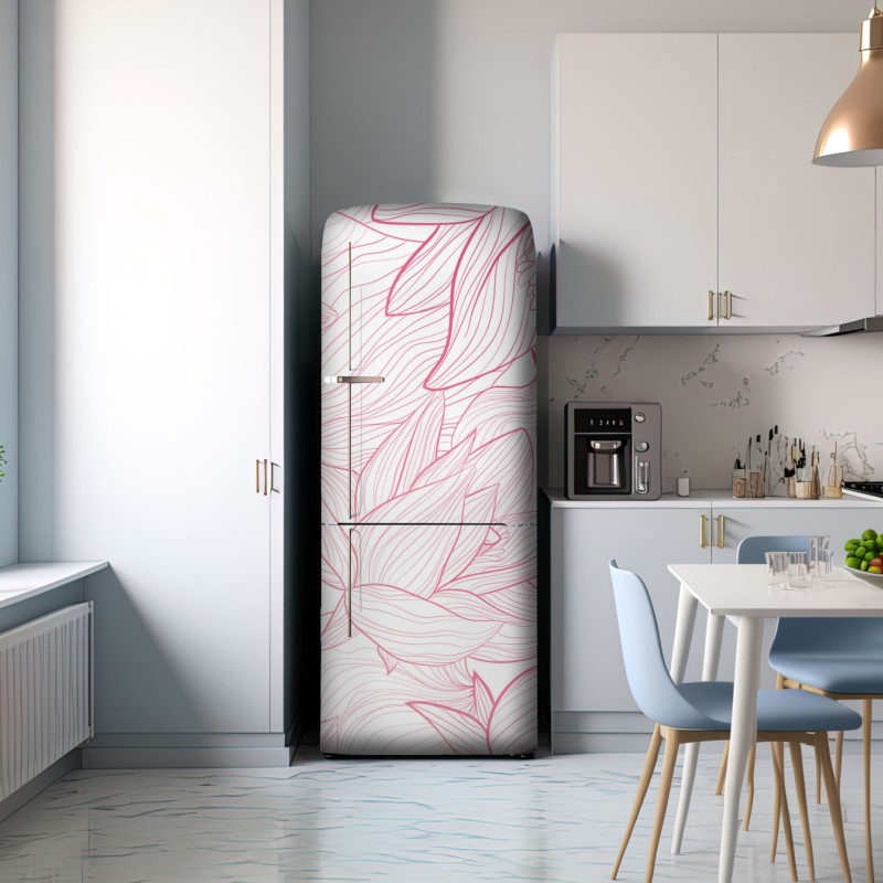Naklejka na lodówkę delikatny różowy wzór kwiatowy – Wallissimo® Naklejka na lodówkę delikatny różowy wzór kwiatowy – Wallissimo®
