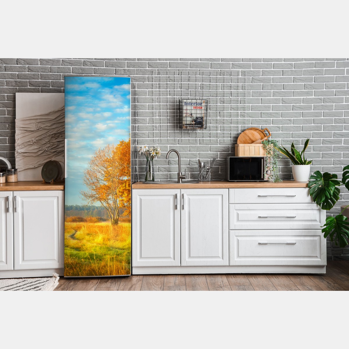 Naklejka na lodówkę złota jesienna łąka – Wallissimo® Naklejka na lodówkę złota jesienna łąka – Wallissimo®