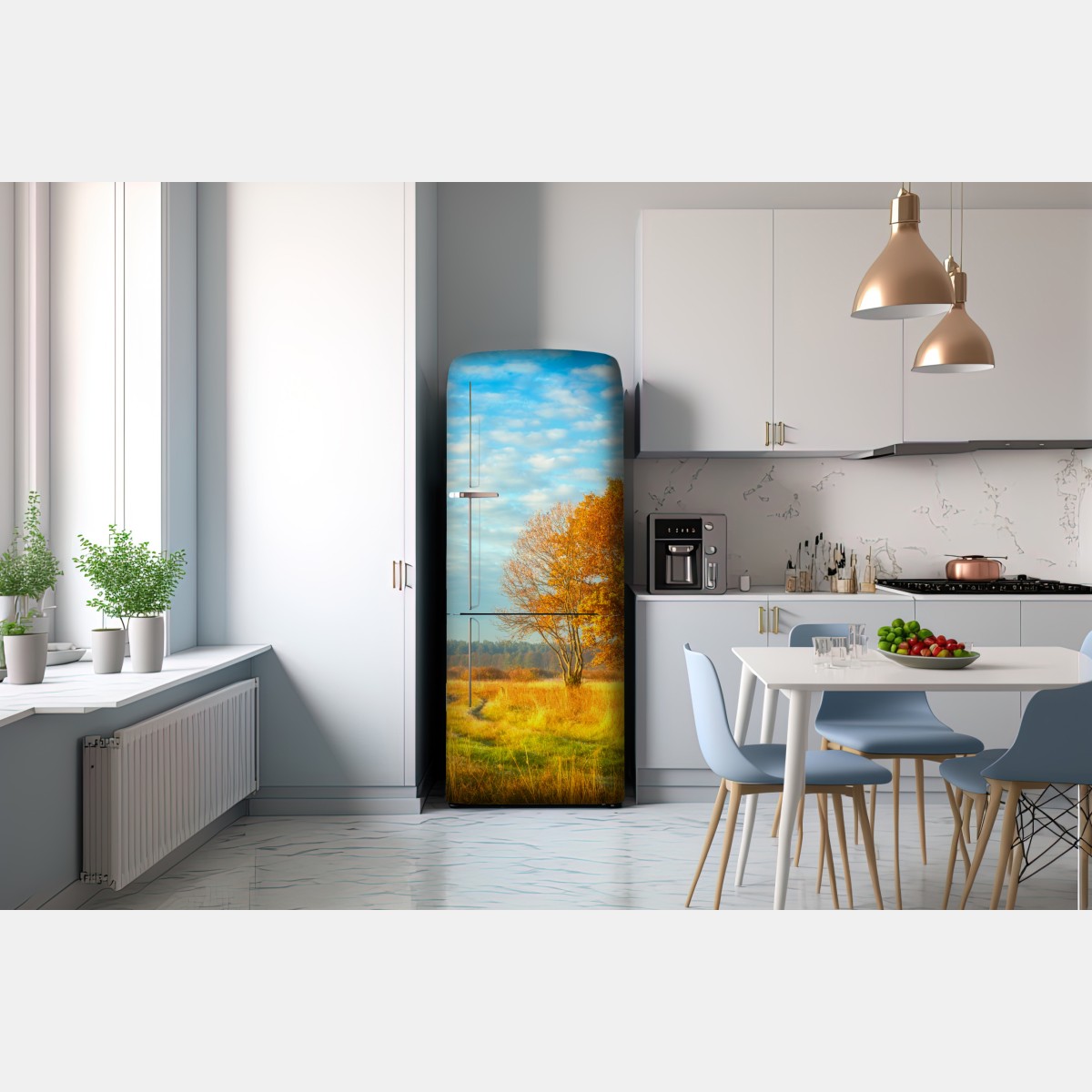 Naklejka na lodówkę złota jesienna łąka – Wallissimo® Naklejka na lodówkę złota jesienna łąka – Wallissimo®