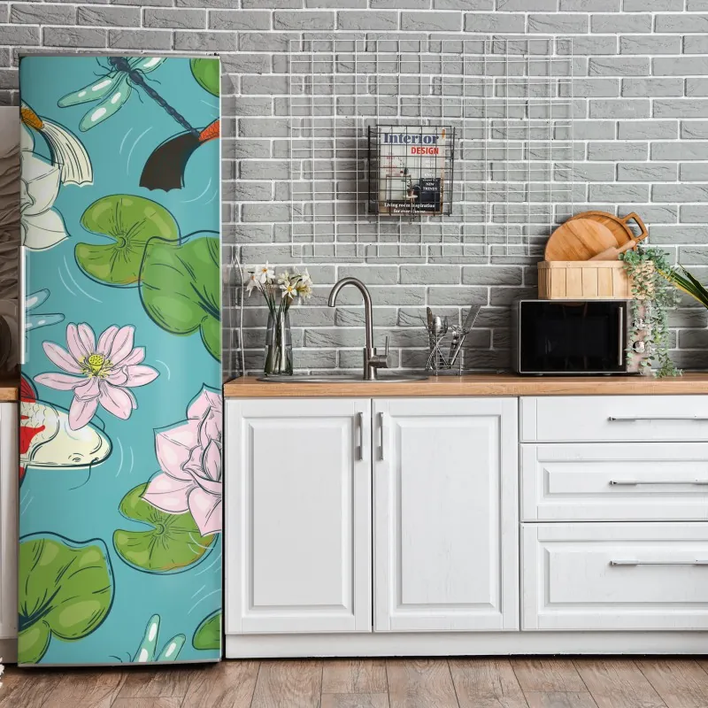 Naklejka na lodówkę jasny żółty wzór w kropki do pokoju – Wallissimo®