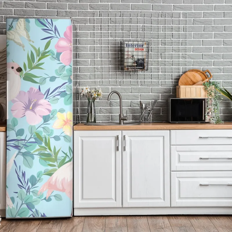 Naklejka na lodówkę vintage wzór różany w odcieniach różu – Wallissimo®