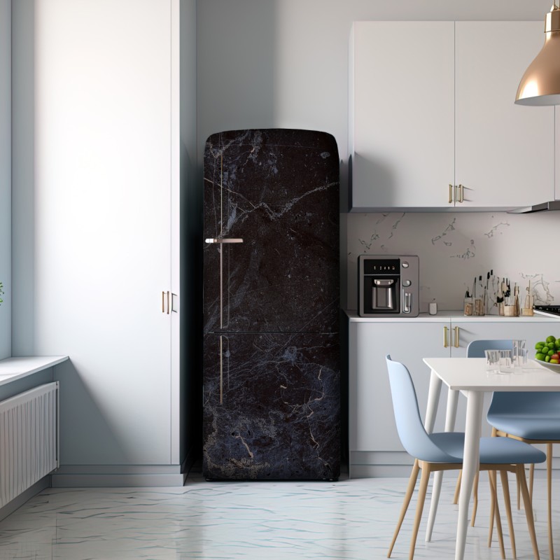 Naklejka na lodówkę ciemna faktura marmuru z niebieskimi żyłkami – Wallissimo® Naklejka na lodówkę ciemna faktura marmuru z niebieskimi żyłkami – Wallissimo®