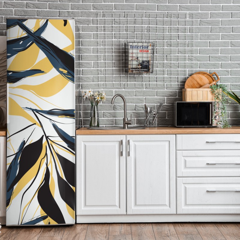 Naklejka na lodówkę spokojne alpejskie jezioro z drewnianym pomostem – Wallissimo®