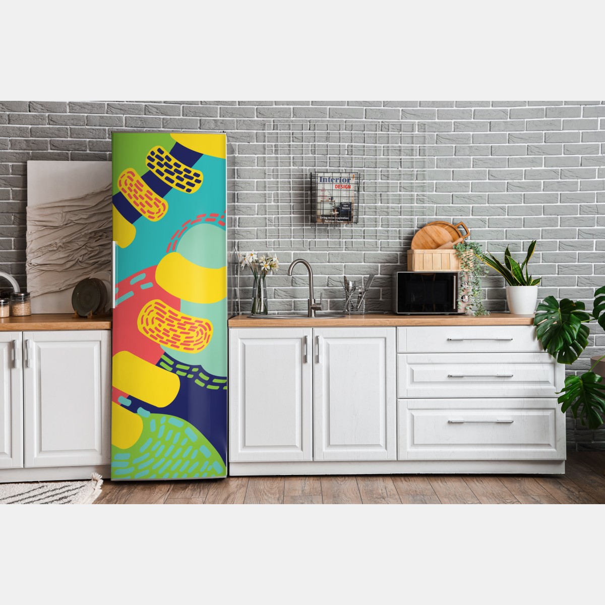 Naklejka na lodówkę żywy abstrakcyjny wzór – Wallissimo® Naklejka na lodówkę żywy abstrakcyjny wzór – Wallissimo®