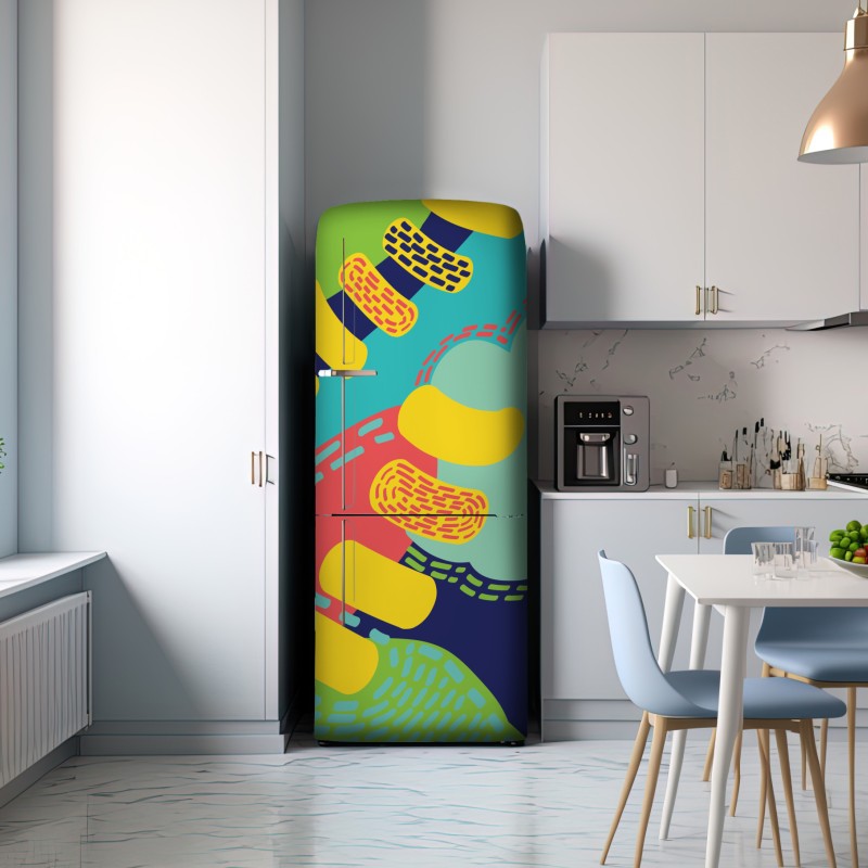 Naklejka na lodówkę żywy abstrakcyjny wzór – Wallissimo® Naklejka na lodówkę żywy abstrakcyjny wzór – Wallissimo®