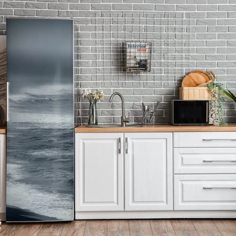 Naklejka na lodówkę różowe akwarelowe kwiaty na czarnym tle – Wallissimo®