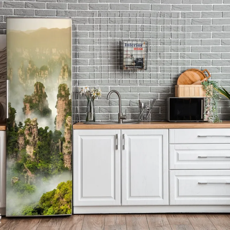 Naklejka na lodówkę vintage palmy na Hawajach o zachodzie słońca – Wallissimo®