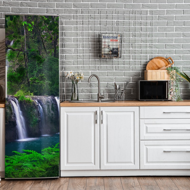 Naklejka na lodówkę złote liście w stylu line art – Wallissimo®