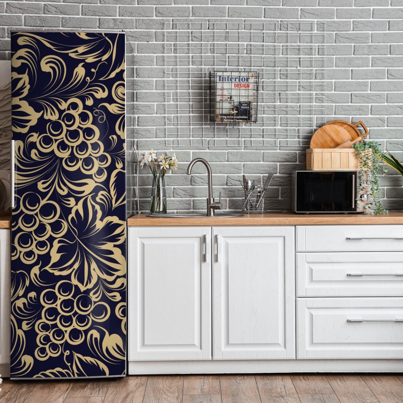 Naklejka na lodówkę tropikalny wzór kwiatowy w różu i turkusie – Wallissimo®