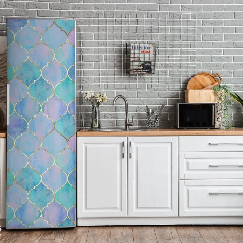 Naklejka na lodówkę elegancki szary wzór damasceński – Wallissimo®