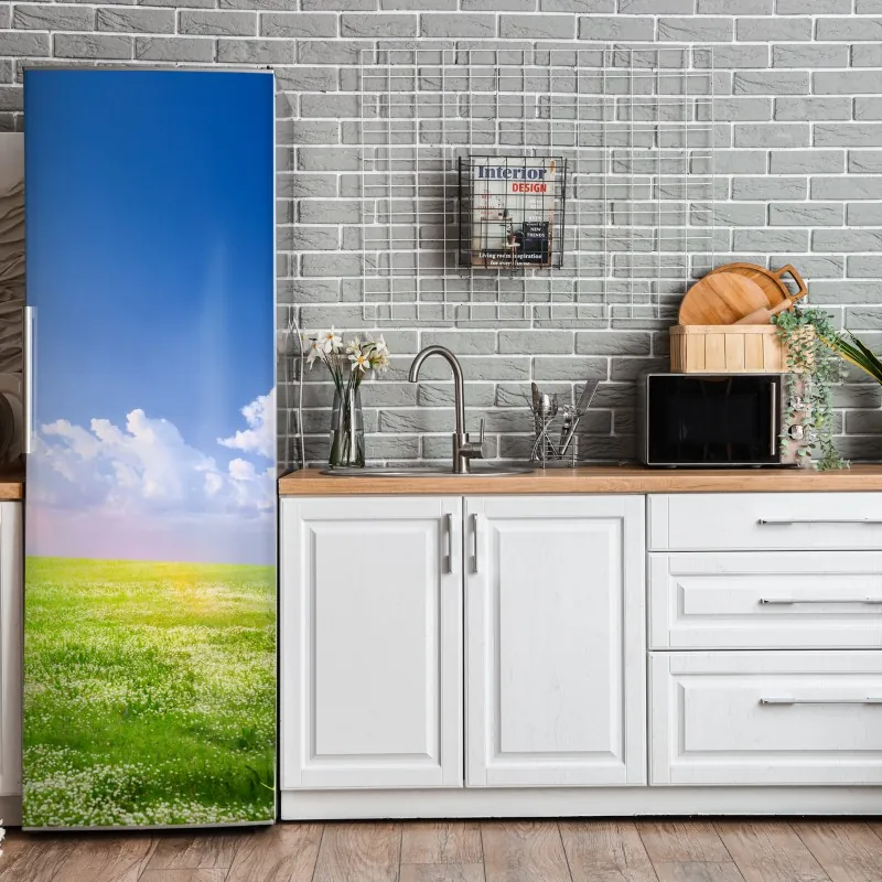 Naklejka na lodówkę zabawny tropikalny wzór geometryczny – Wallissimo®