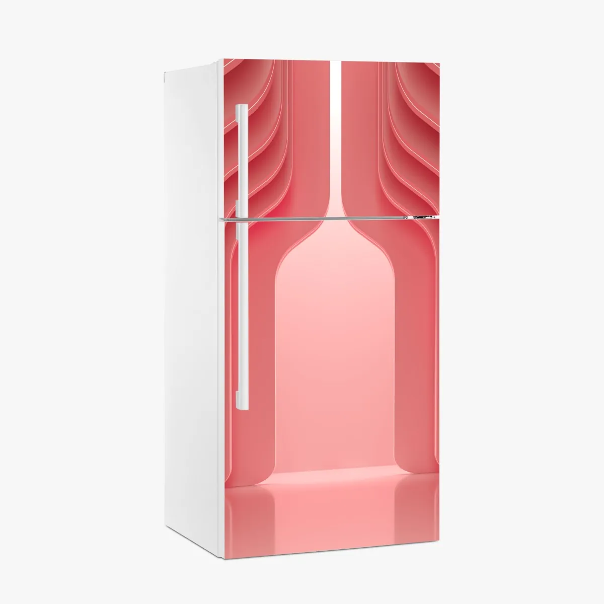 Naklejka na lodówkę nowoczesne luksusowe wnętrze w odcieniach koralowego różu – Wallissimo® Naklejka na lodówkę nowoczesne luksusowe wnętrze w odcieniach koralowego różu – Wallissimo®
