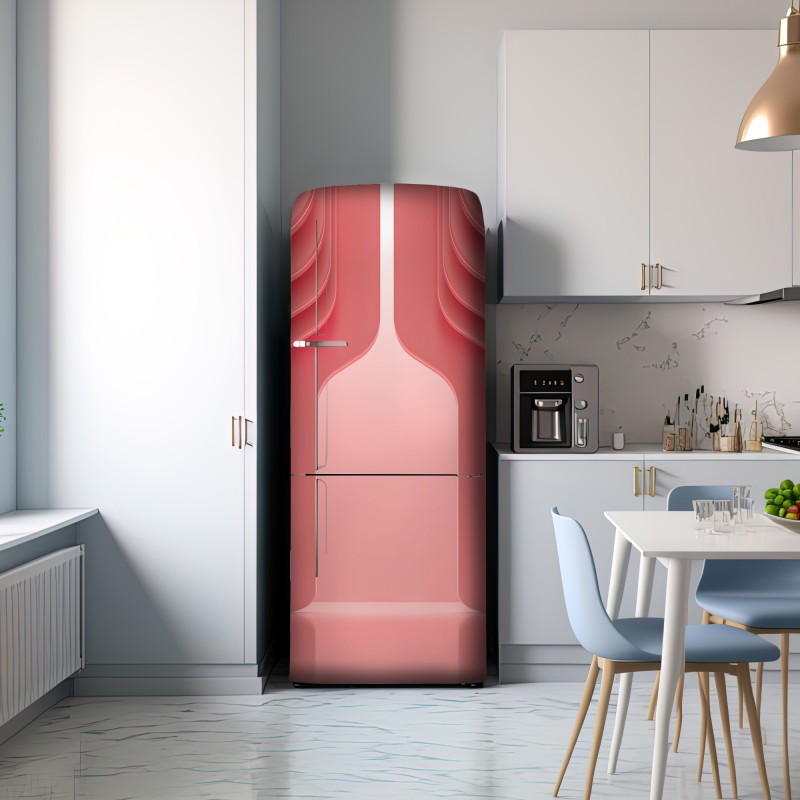 Naklejka na lodówkę nowoczesne luksusowe wnętrze w odcieniach koralowego różu – Wallissimo® Naklejka na lodówkę nowoczesne luksusowe wnętrze w odcieniach koralowego różu – Wallissimo®