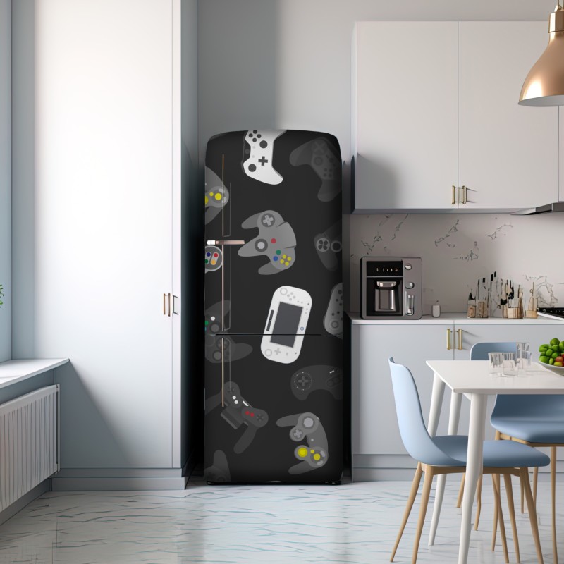 Naklejka na lodówkę wzór retro kontrolerów do gier – Wallissimo® Naklejka na lodówkę wzór retro kontrolerów do gier – Wallissimo®