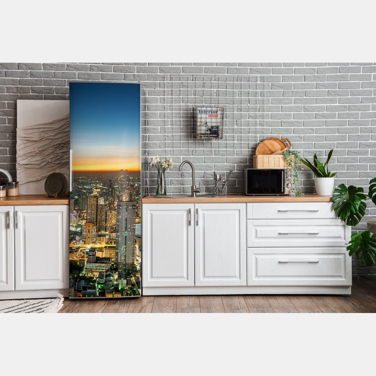 Naklejka na lodówkę panorama Bangkoku o zmierzchu – Wallissimo® Naklejka na lodówkę panorama Bangkoku o zmierzchu – Wallissimo®