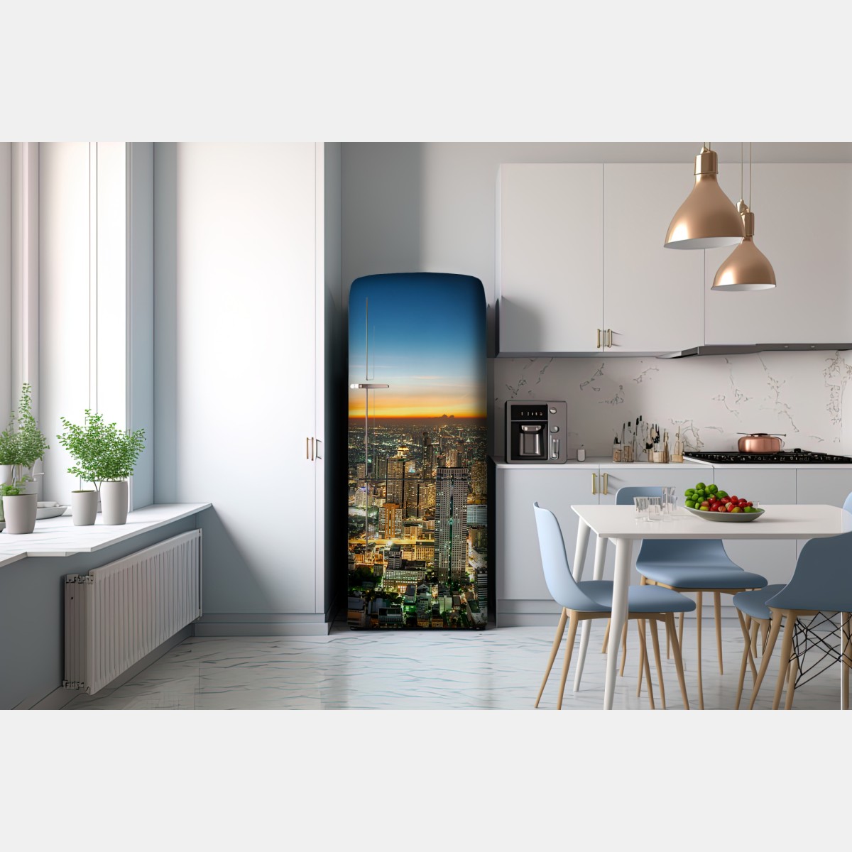 Naklejka na lodówkę panorama Bangkoku o zmierzchu – Wallissimo® Naklejka na lodówkę panorama Bangkoku o zmierzchu – Wallissimo®