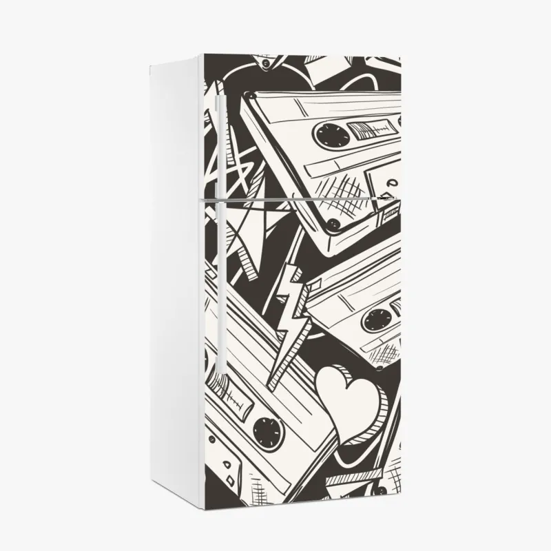 Naklejka na lodówkę złoty art deco wzór okręgów – Wallissimo®