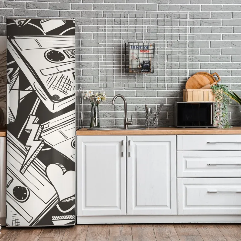 Naklejka na lodówkę złoty art deco wzór okręgów – Wallissimo®