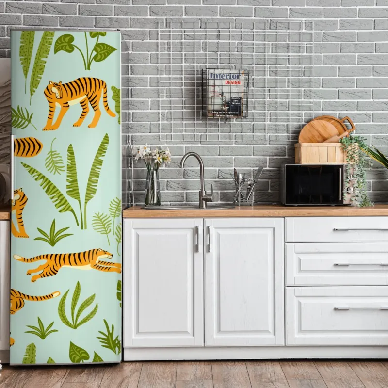 Naklejka na lodówkę elegancki portret w czerwonej sukni – Wallissimo®