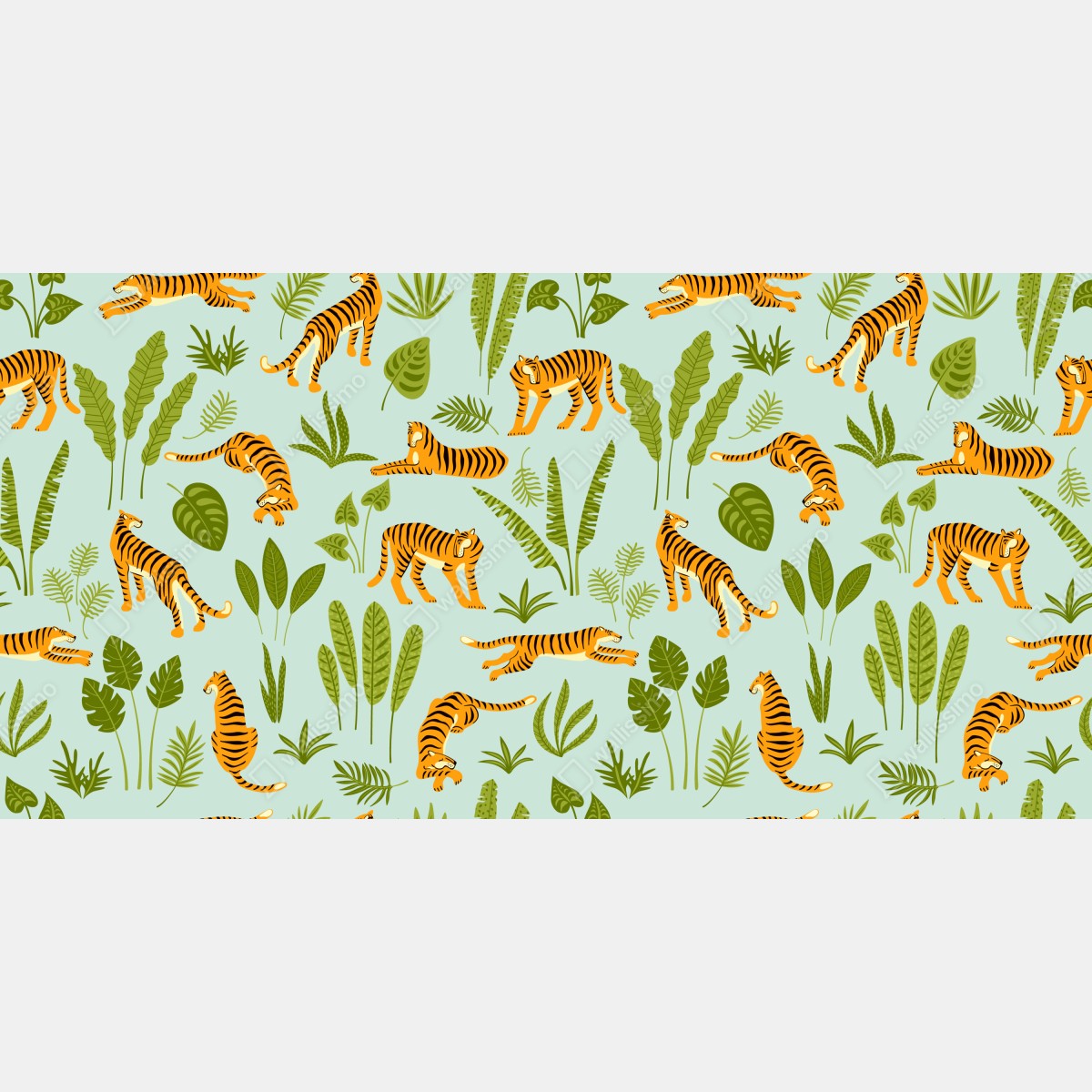 Naklejka na lodówkę egzotyczne tygrysy wśród liści – Wallissimo® Naklejka na lodówkę egzotyczne tygrysy wśród liści – Wallissimo®