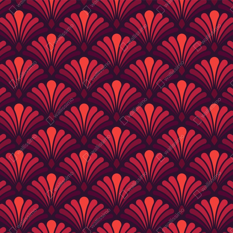 Naklejka na lodówkę elegancki motyw art deco w odcieniach bordo i koralu – Wallissimo® Naklejka na lodówkę elegancki motyw art deco w odcieniach bordo i koralu – Wallissimo®